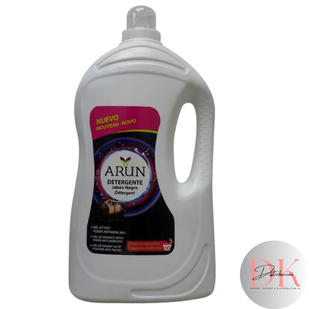 Arun detergente gel 60 dosis 4 l. Jabón negro.