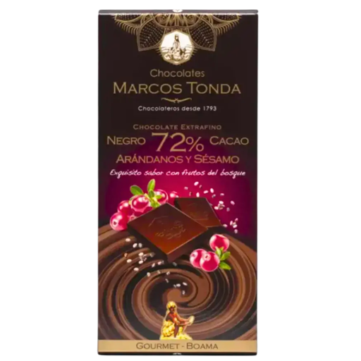 [2026] chocolate Negro Arándanos y Sésamo gourmet tableta 100g