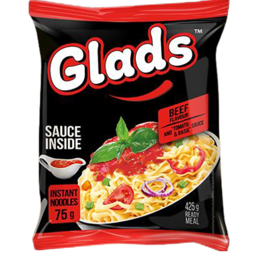 [2659] Fideos instantáneos con sabor a carne y tomate basil con «Salsa» Sauce 75 g Glads